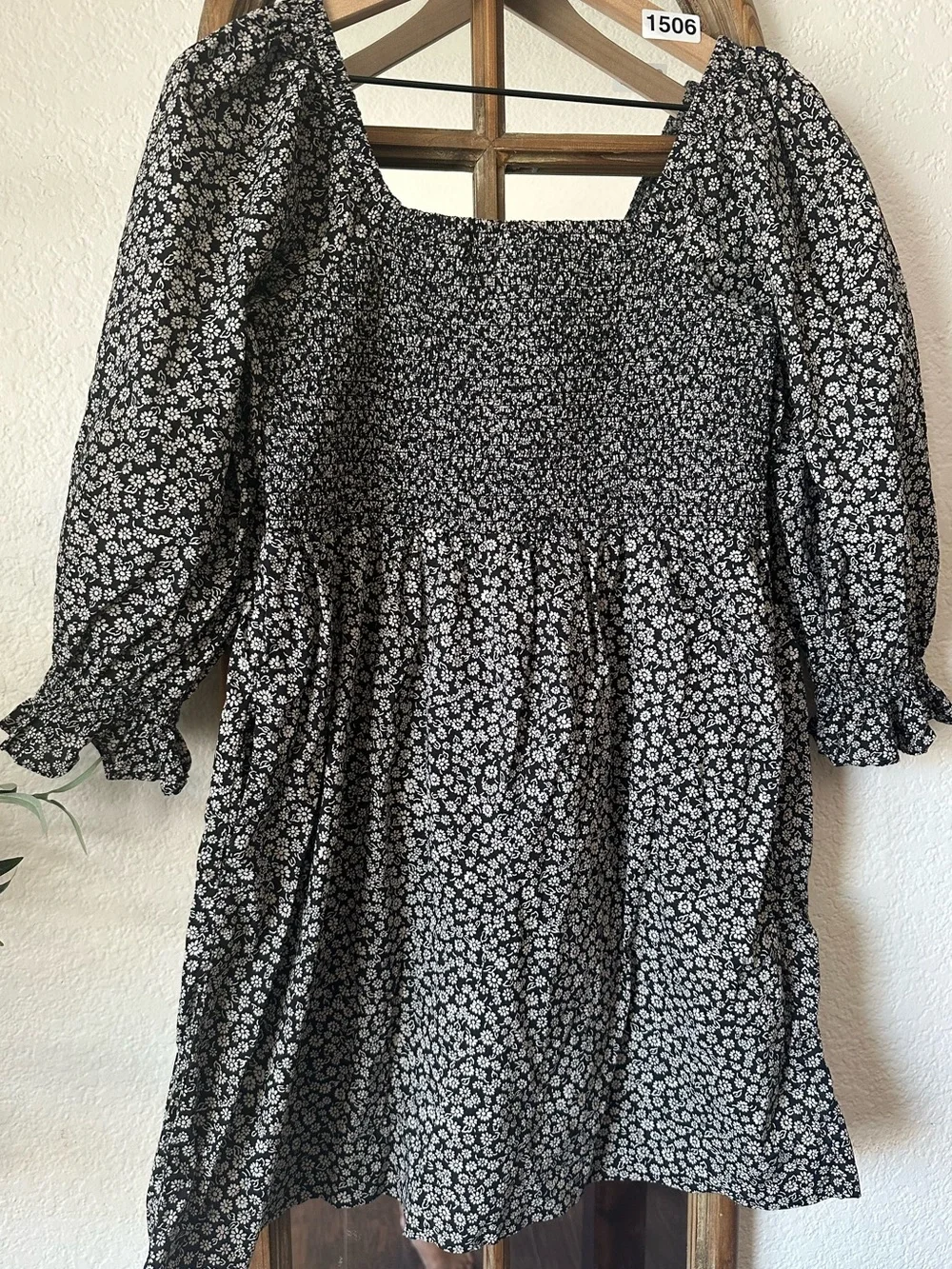 Madewell Floral Smocked Mini Dress Small Cottagecore Puff Sleeve 100% Cotton